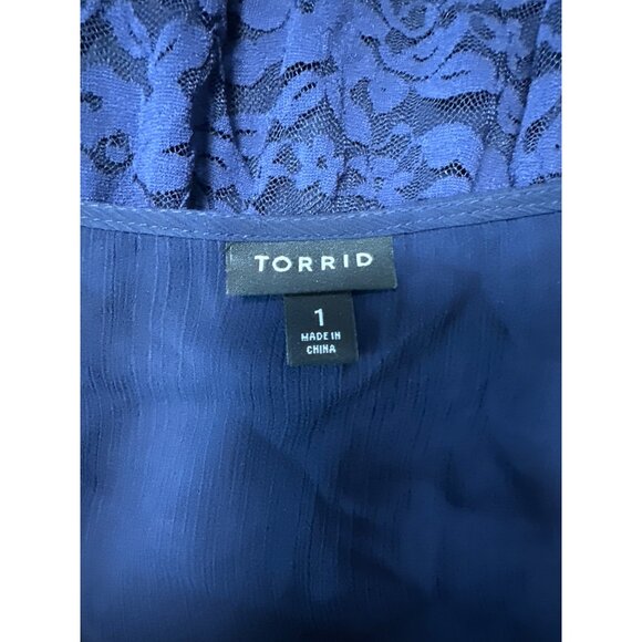 Torrid Tiered Skirt V Neck Lace Trim Chiffon Lined Dress Size 1X - Picture 7 of 11